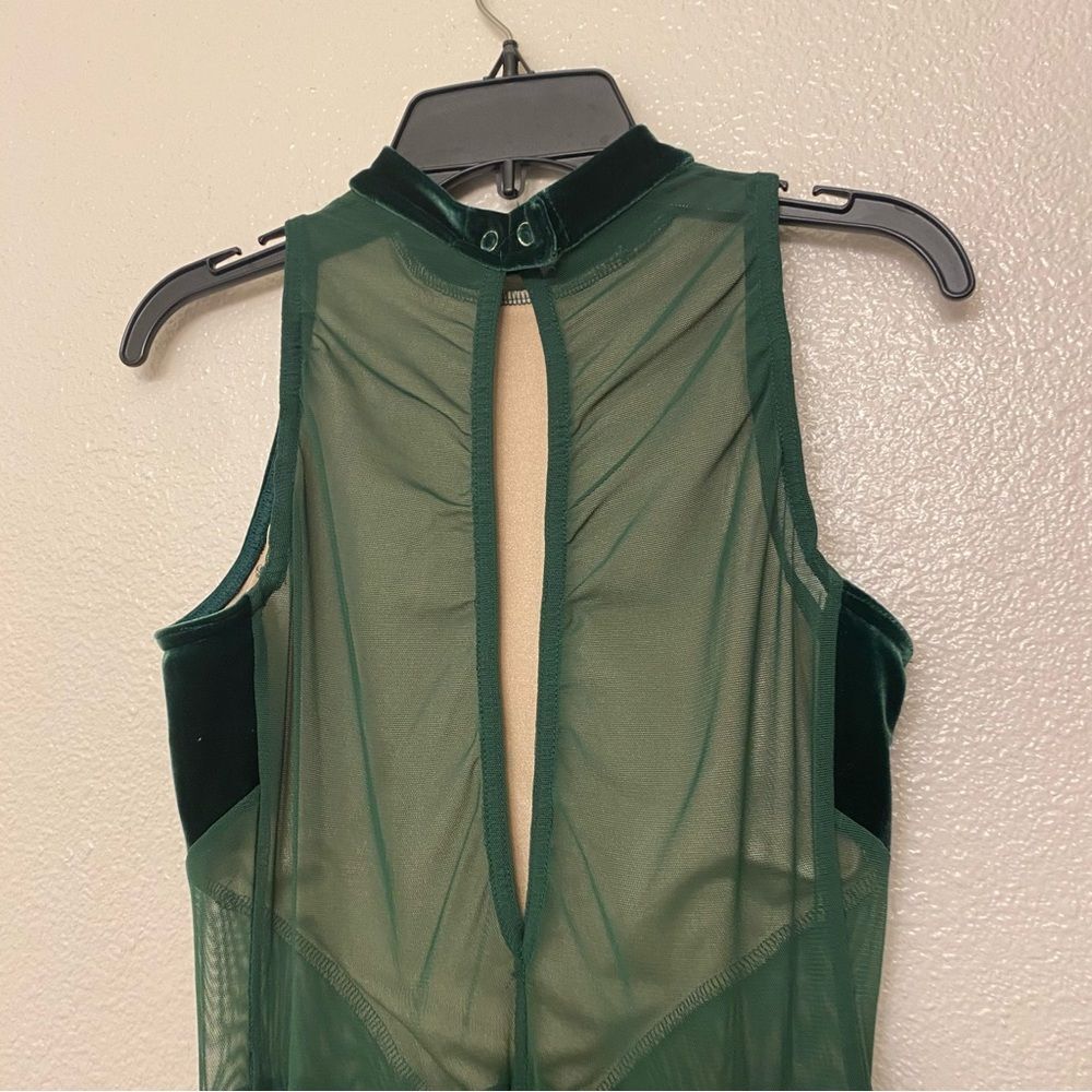 Kelle Dance Costume Solo Jumpsuit Unitard Shifting Lines 6152 Green Velvet La — image 7 of 8